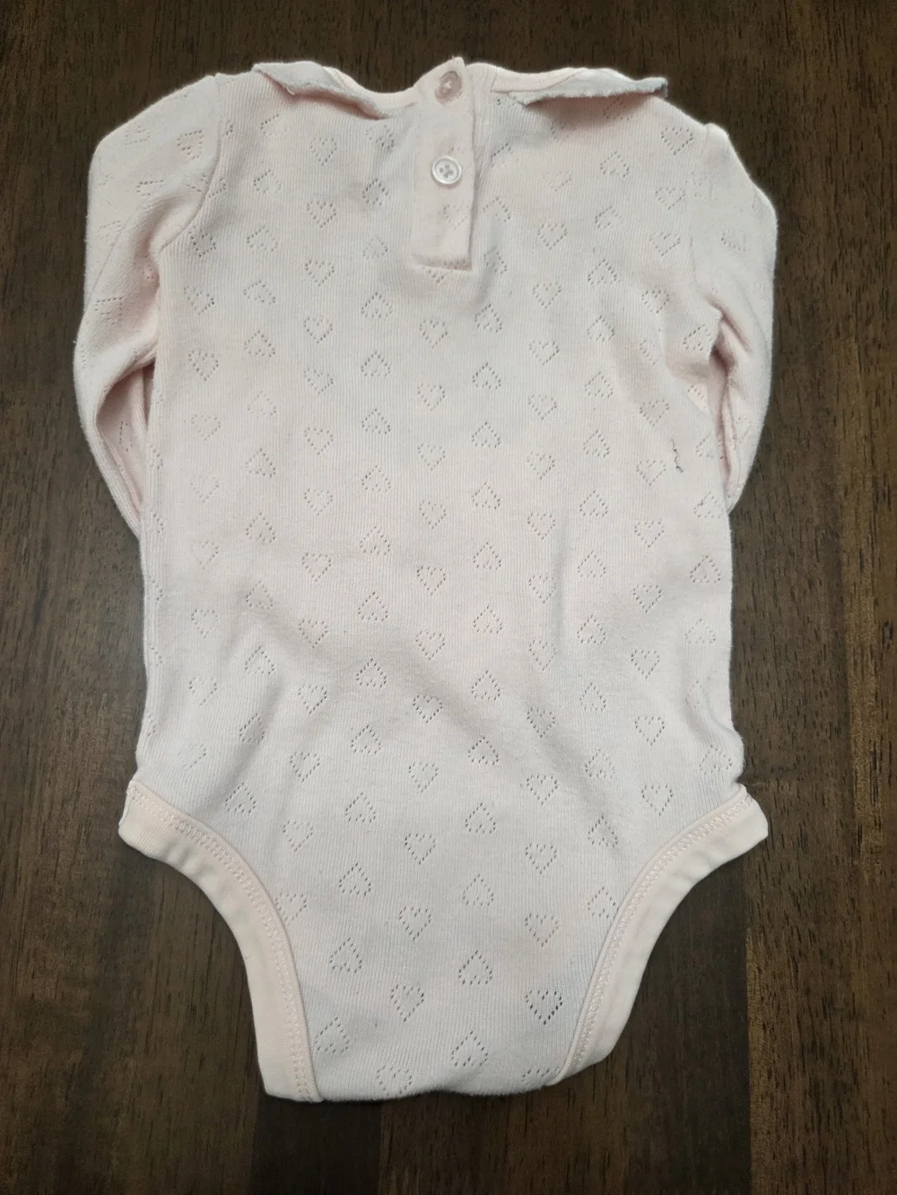 Little Lass Pale Pink Infant Bodysuit with Ruffle Collar and Tan Baby Shoes